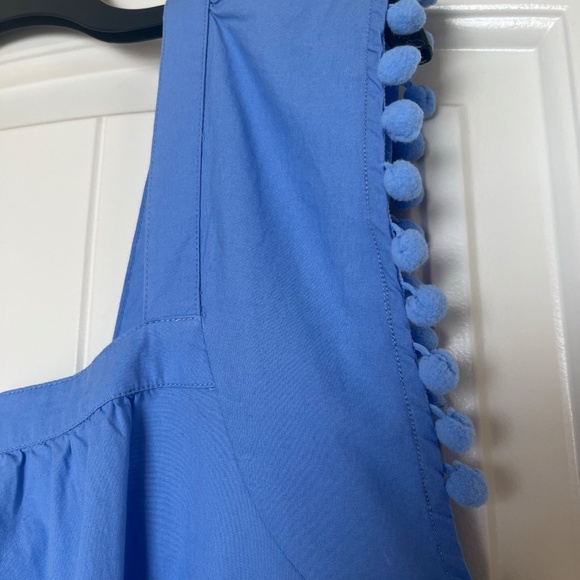JCrew Factory Blue Square Neck Tank with Poms Size 6 - Picture 5 of 5